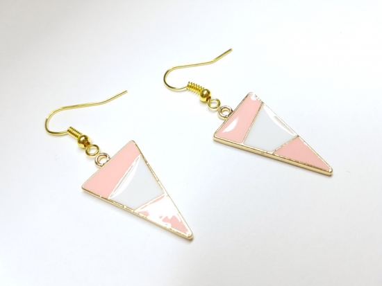 Preview: Dreieck Ohrringe rosa goldfarben triangle
